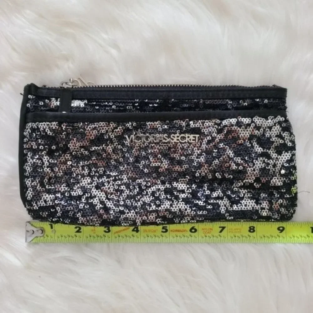 Victoria Secret Black and Silver Sequin Clutch Evening